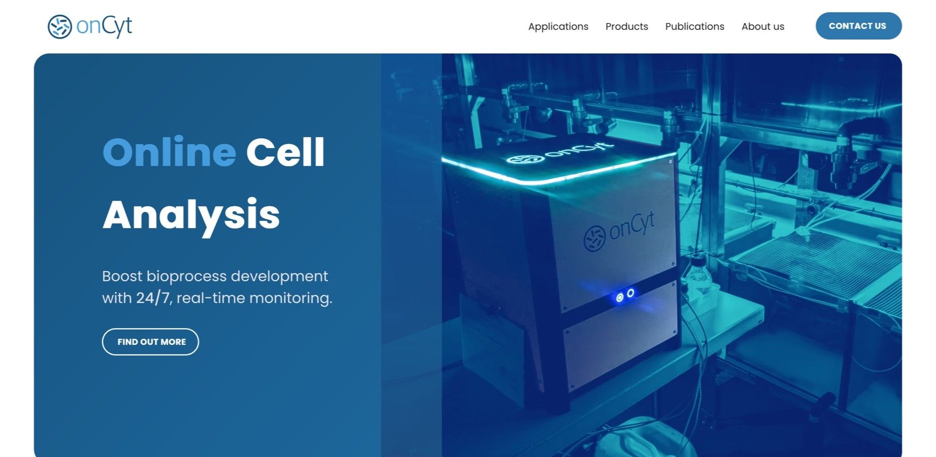 Screenshot of the onCyt homepage