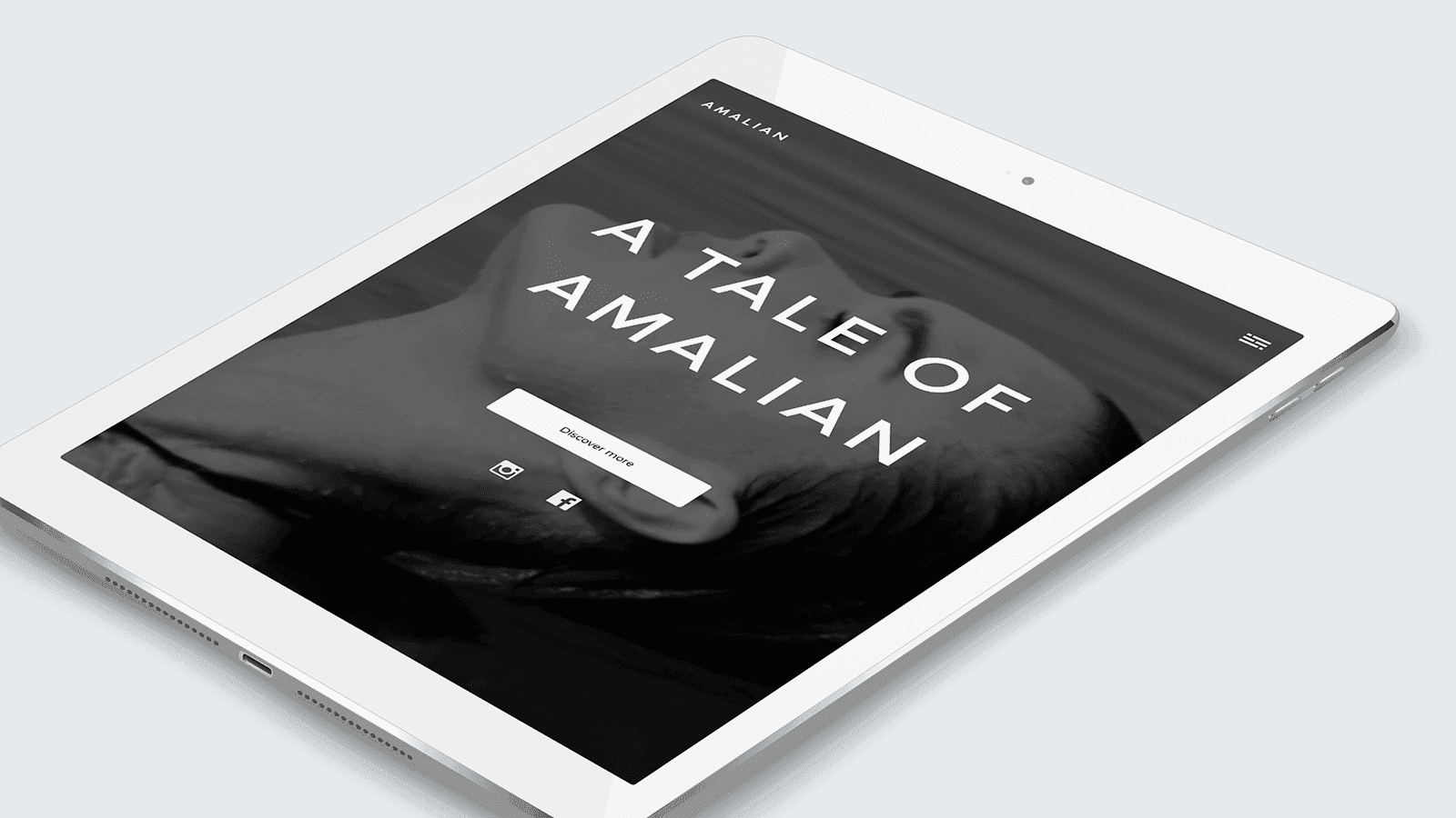 Screenshot of the Amalian homepage on a tablet