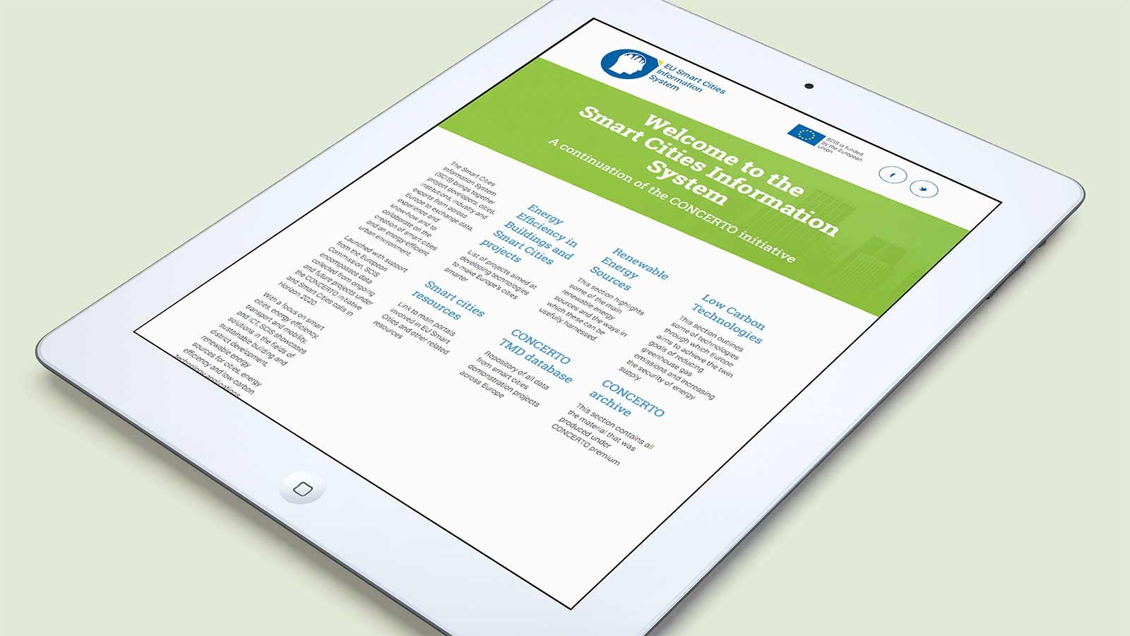 Screenshot of the SCIS homepage on a tablet