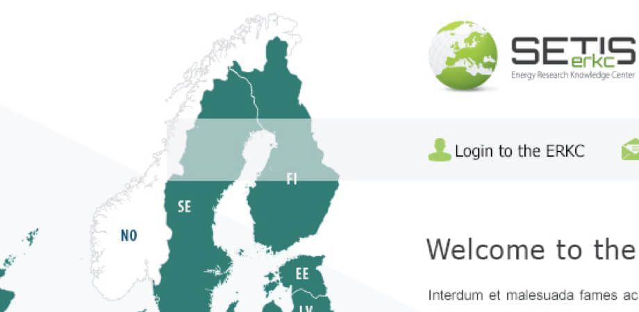 Screenshot of the Energy Research Knowledge Center homepage