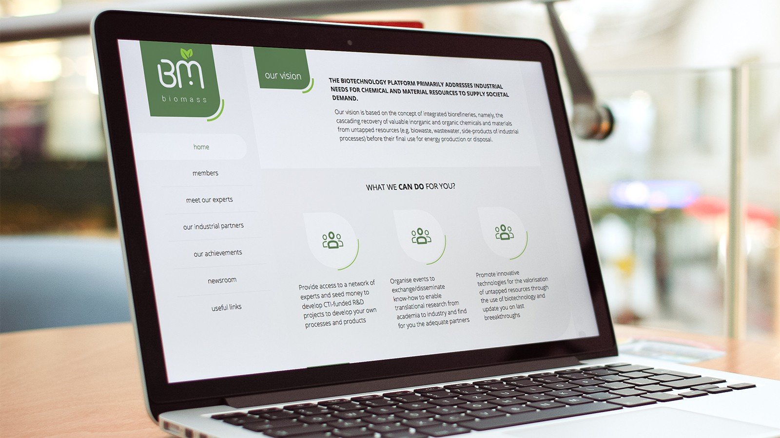 Screenshot of the Biomass homepage on a laptop