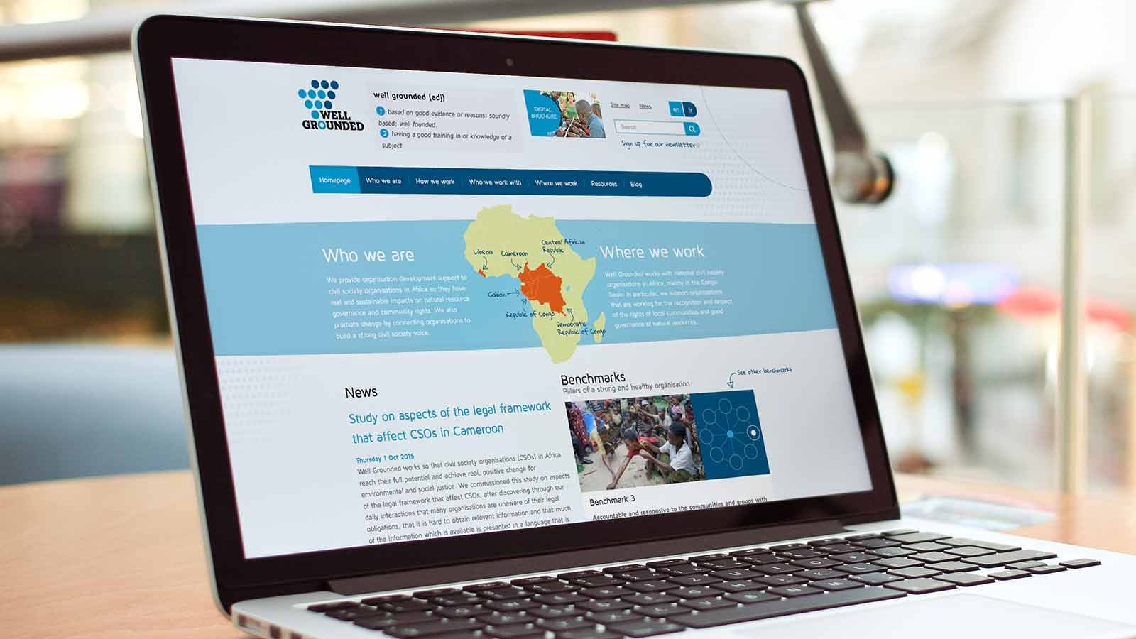 Screenshot of the Well Grounded homepage on a laptop