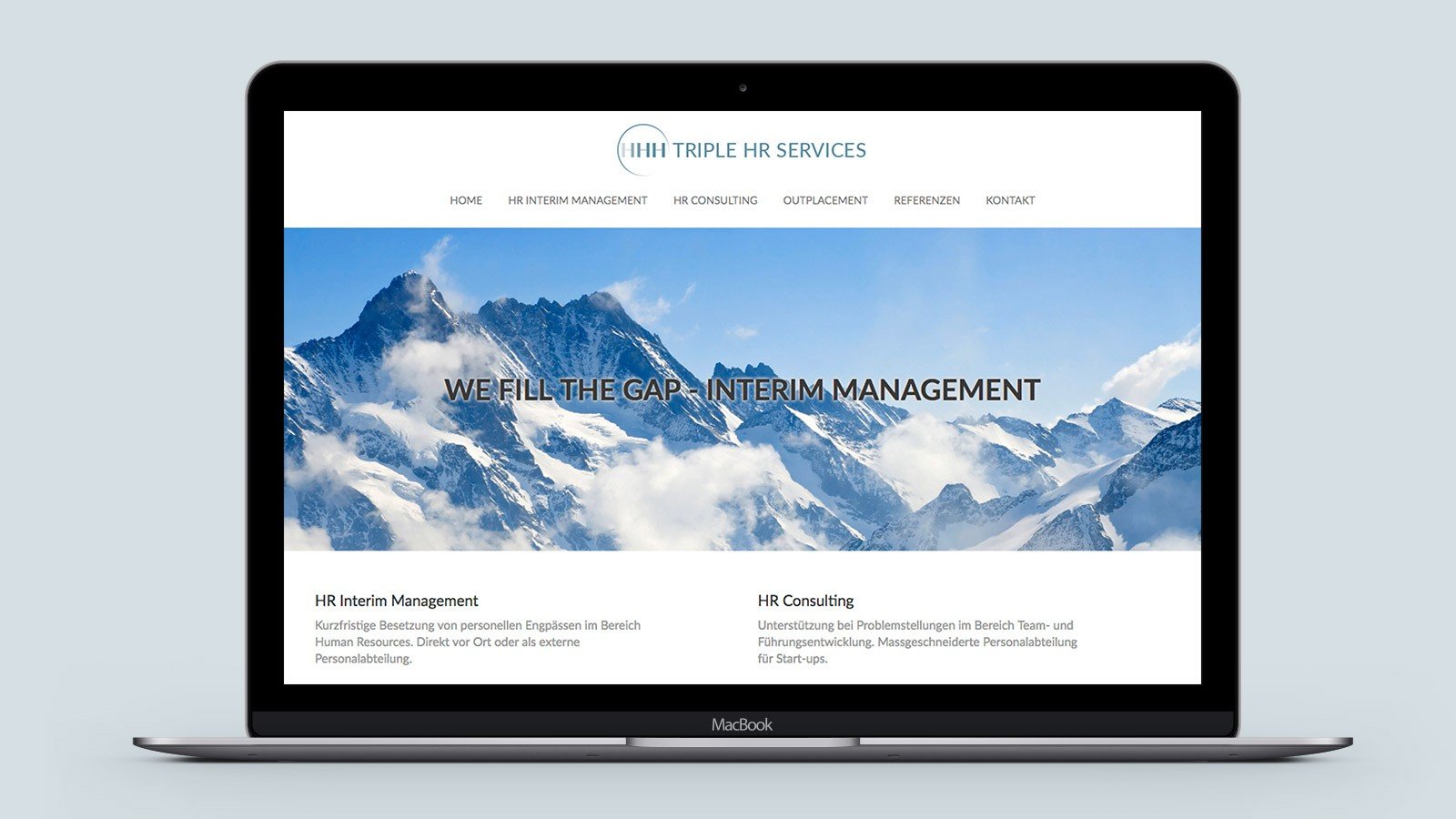 Screenshot of the Triple HR Services homepage on a mobile phone