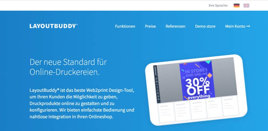 Screenshot of the Layout buddy homepage
