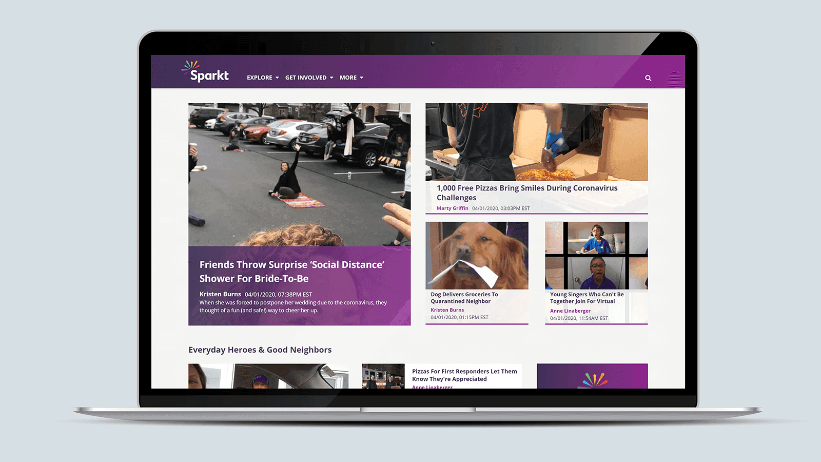 Screenshot of the Sparkt homepage on a laptop