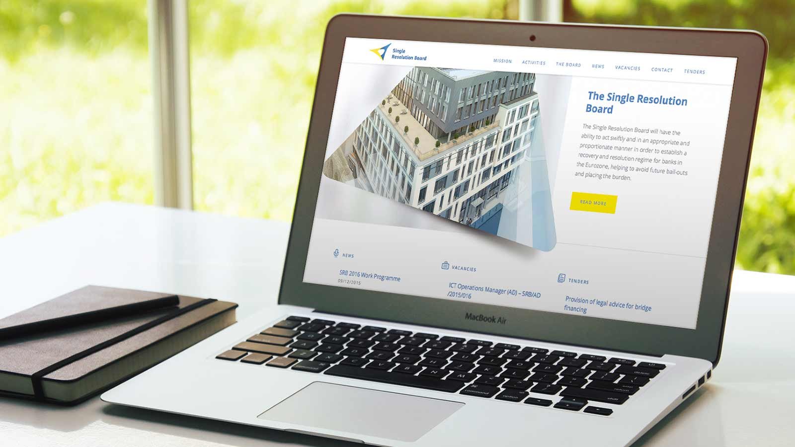 Screenshot of the The Single Resolution Board homepage on a laptop