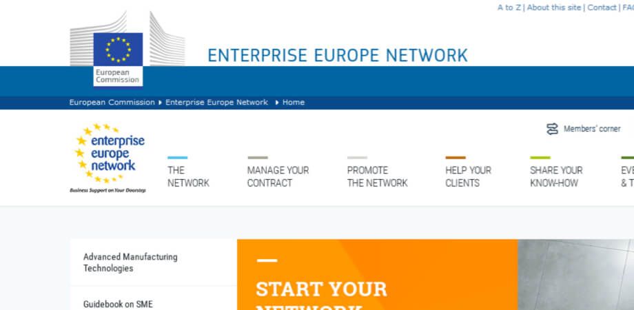 Screenshot of the Enterprise Europe Network homepage
