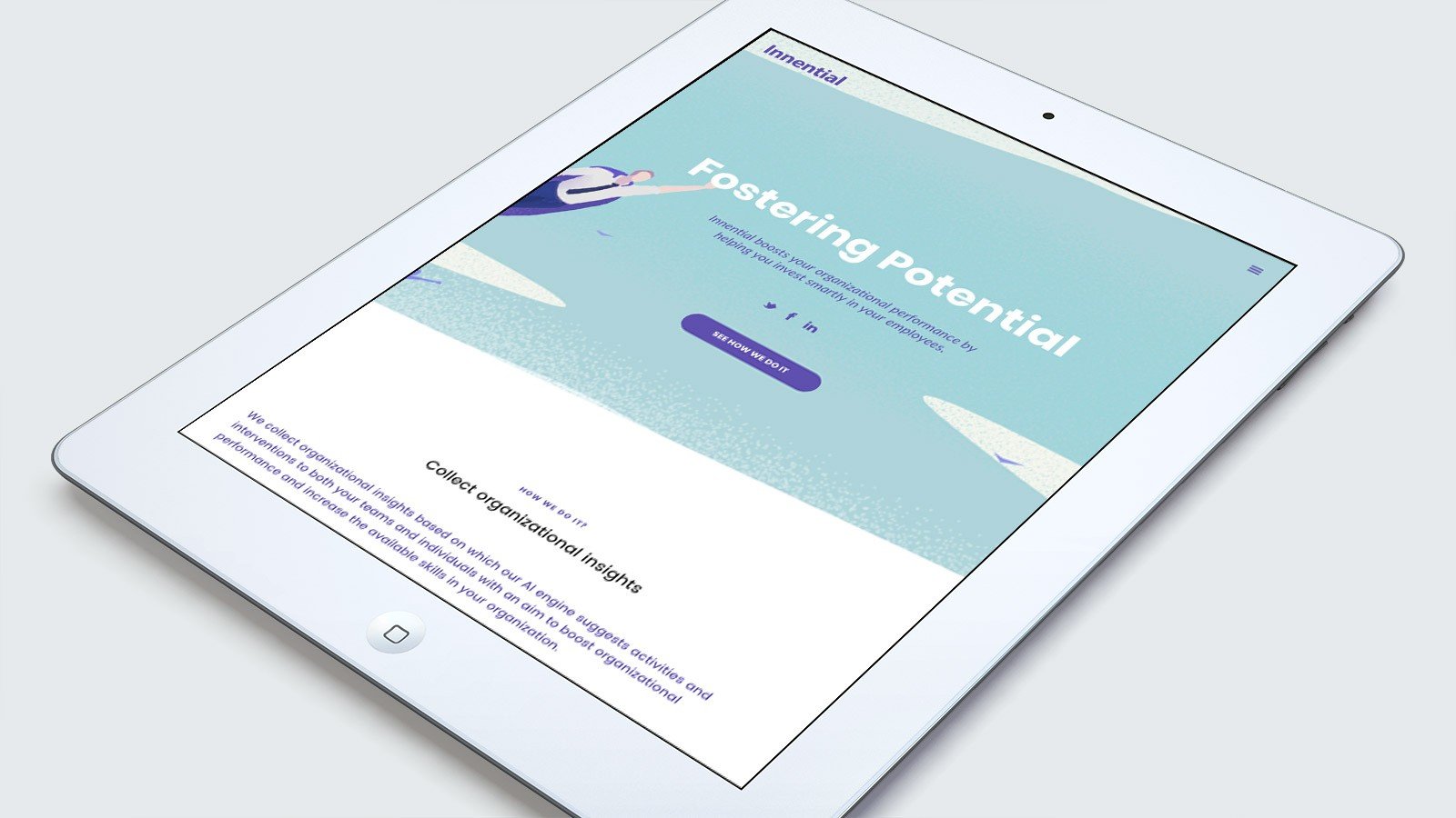 Screenshot of the Innential homepage on a tablet