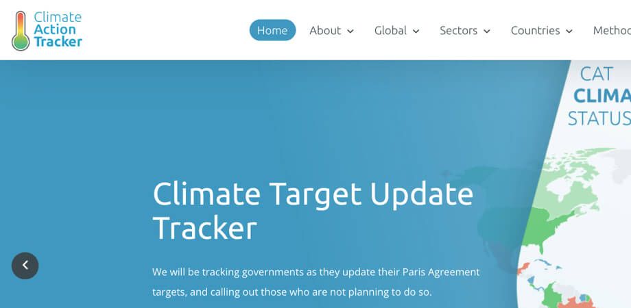Screenshot of the Climate Action Tracker homepage