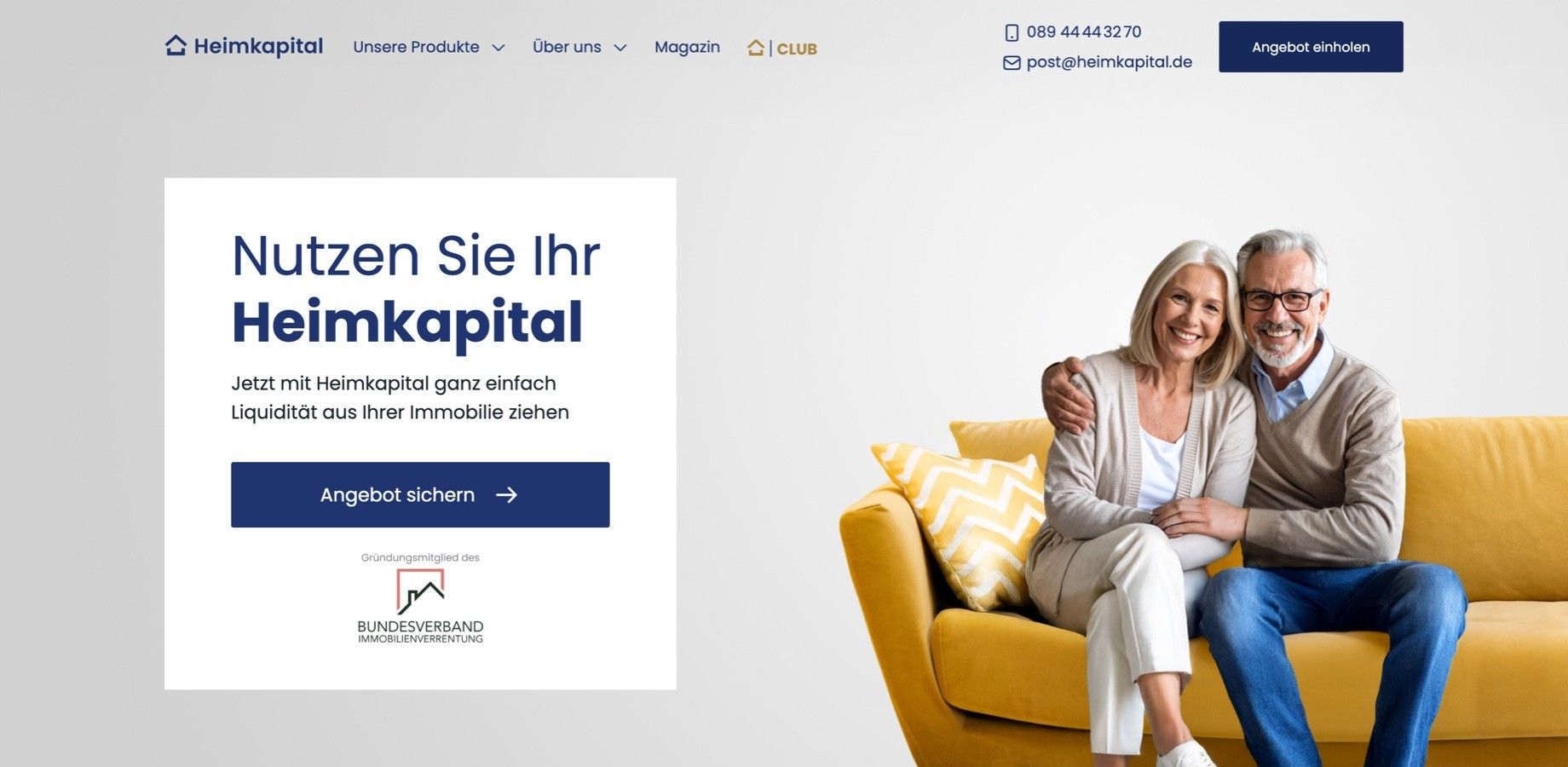Screenshot of the Heimkapital homepage