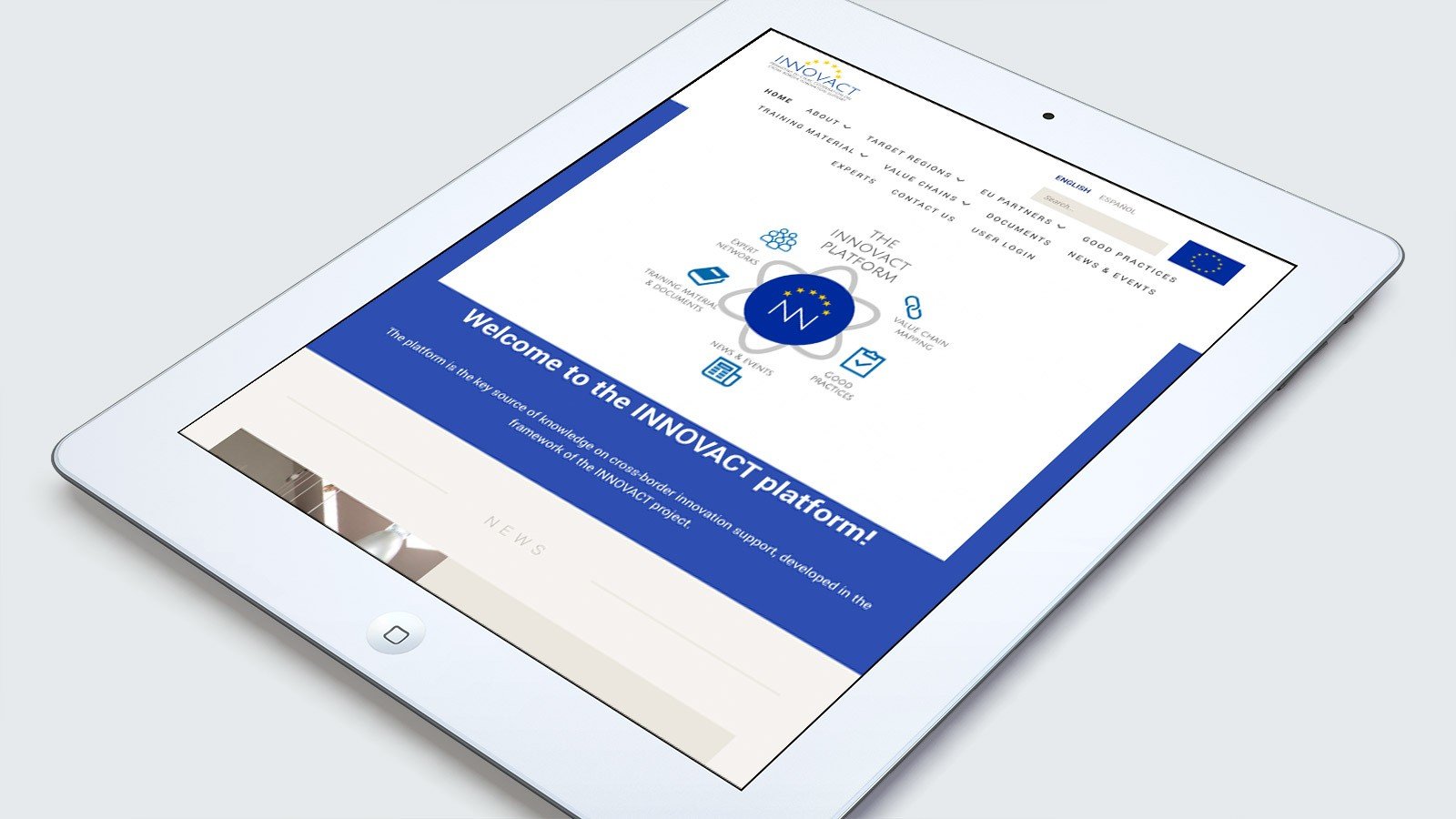 Screenshot of the Innovact homepage on a tablet