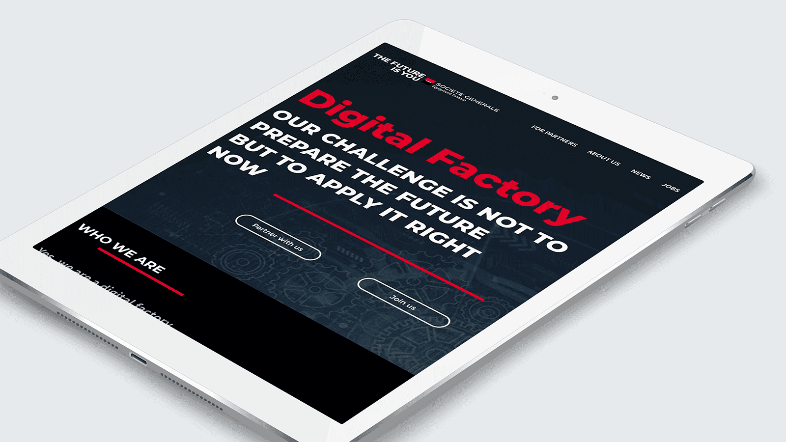 Screenshot of the SGEF Digital Factory homepage on a tablet