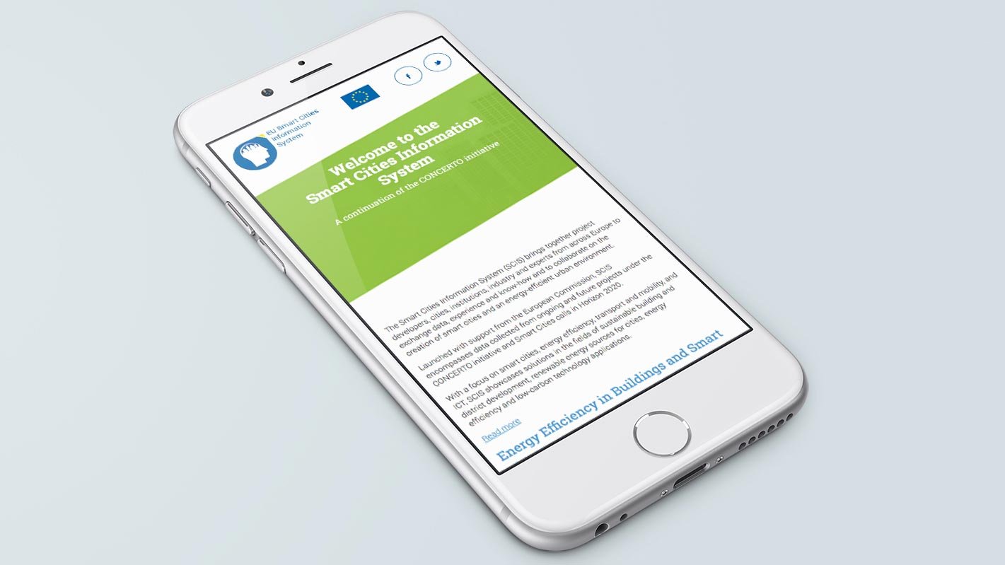 Screenshot of the SCIS homepage on a mobile phone