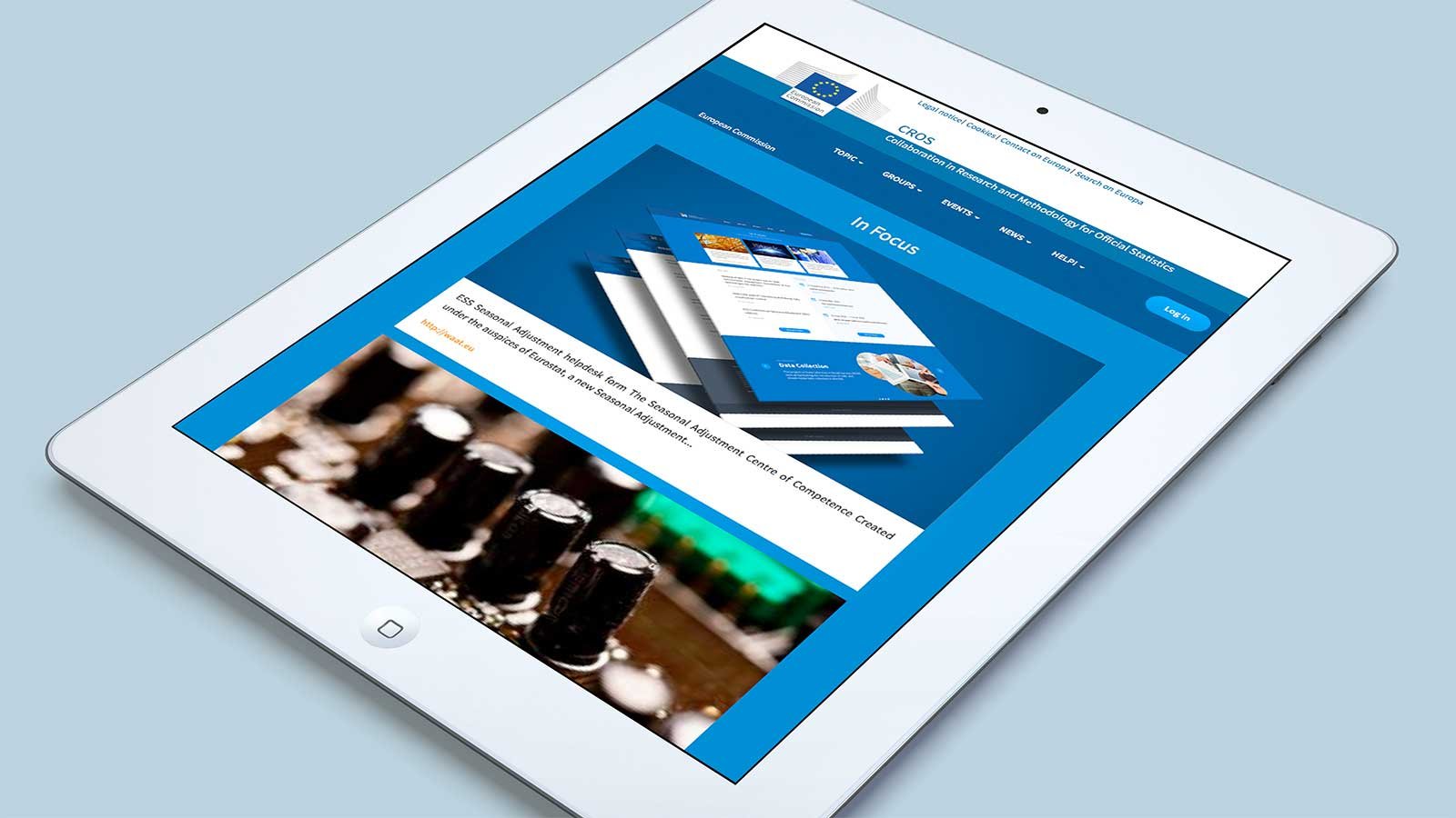 Screenshot of the CROS homepage on a tablet