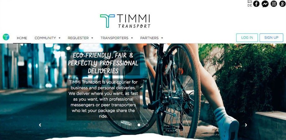 Screenshot of the Timmi homepage
