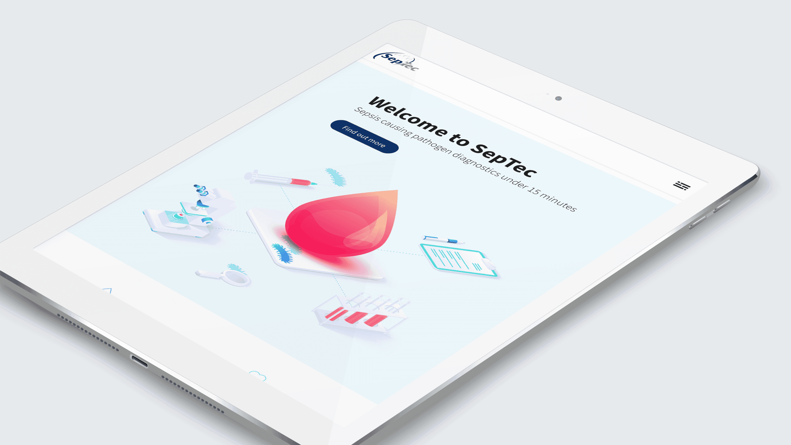 Screenshot of the Septec homepage on a tablet