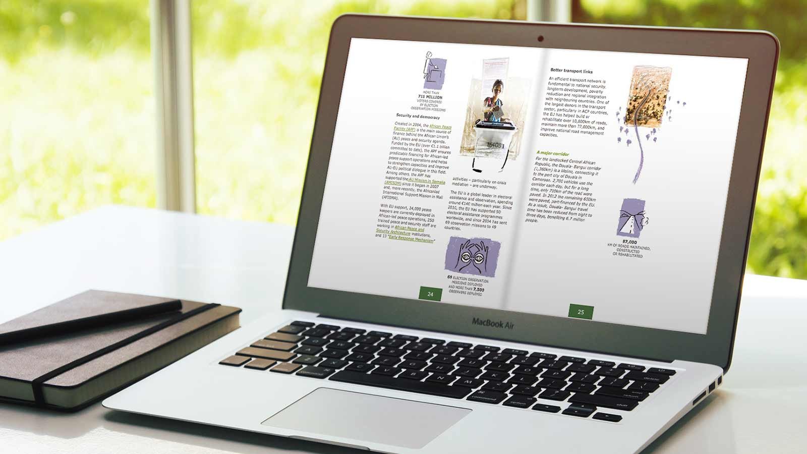 Screenshot of the Millennium Development Goals - Flipbook homepage on a laptop