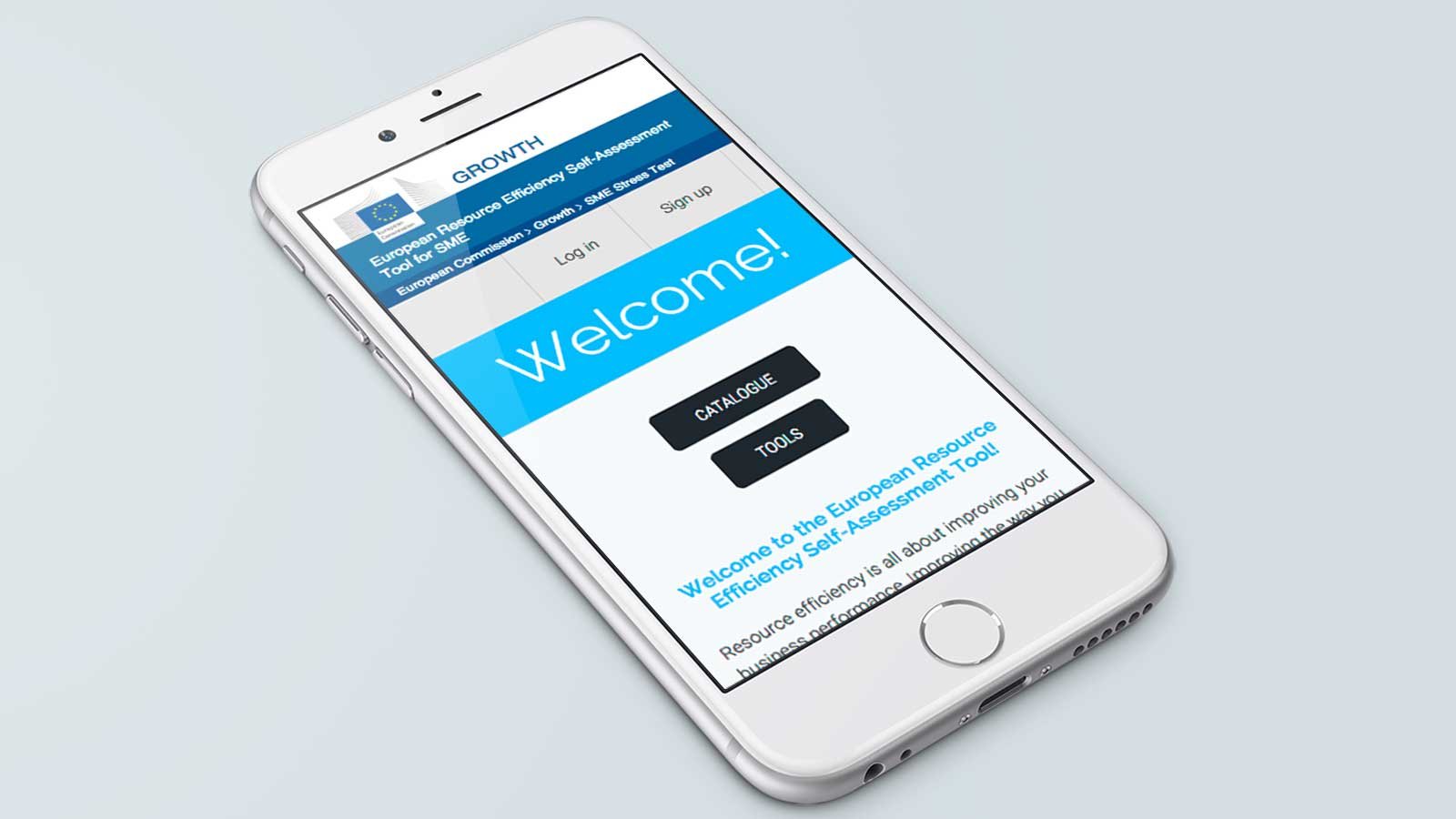 Screenshot of the SME Stress Test homepage on a mobile phone