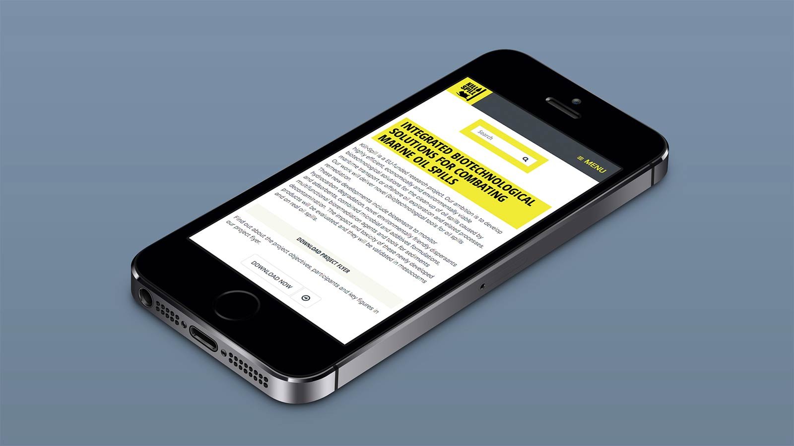 Screenshot of the Kill Spill homepage on a mobile phone