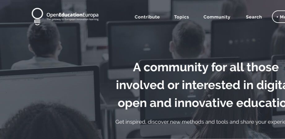 Screenshot of the Open Education Europa homepage