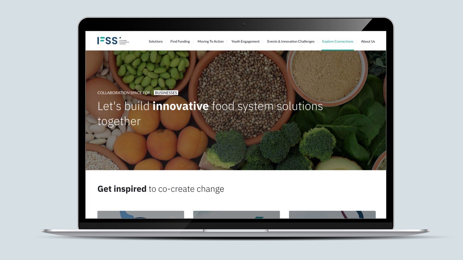 Screenshot of the IFSS homepage on a laptop