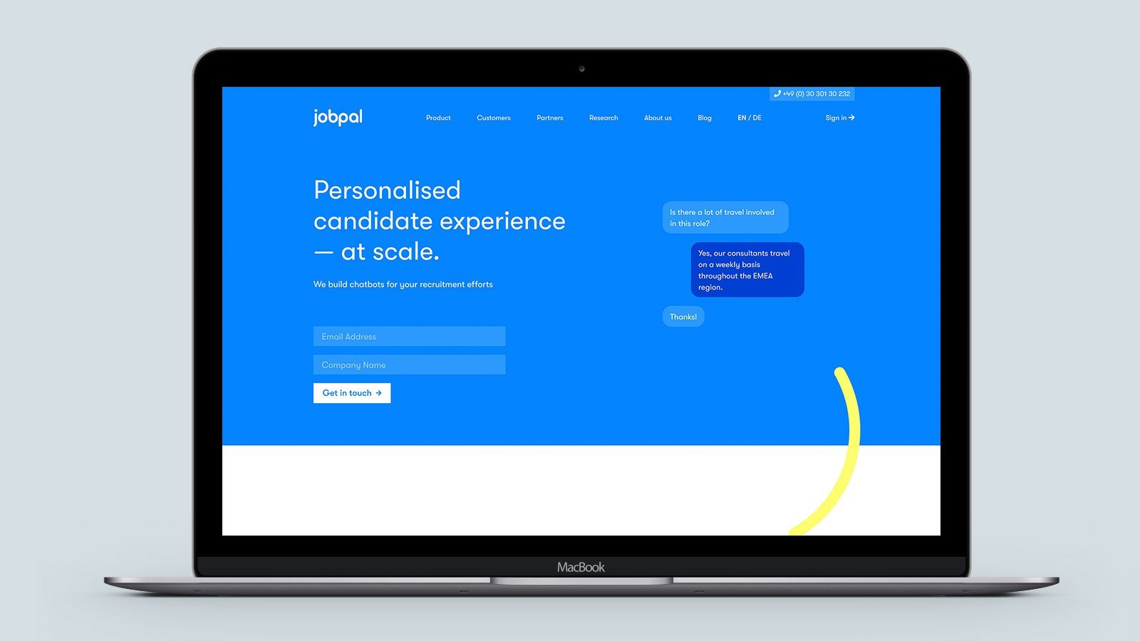 Screenshot of the Jobpal homepage on a laptop