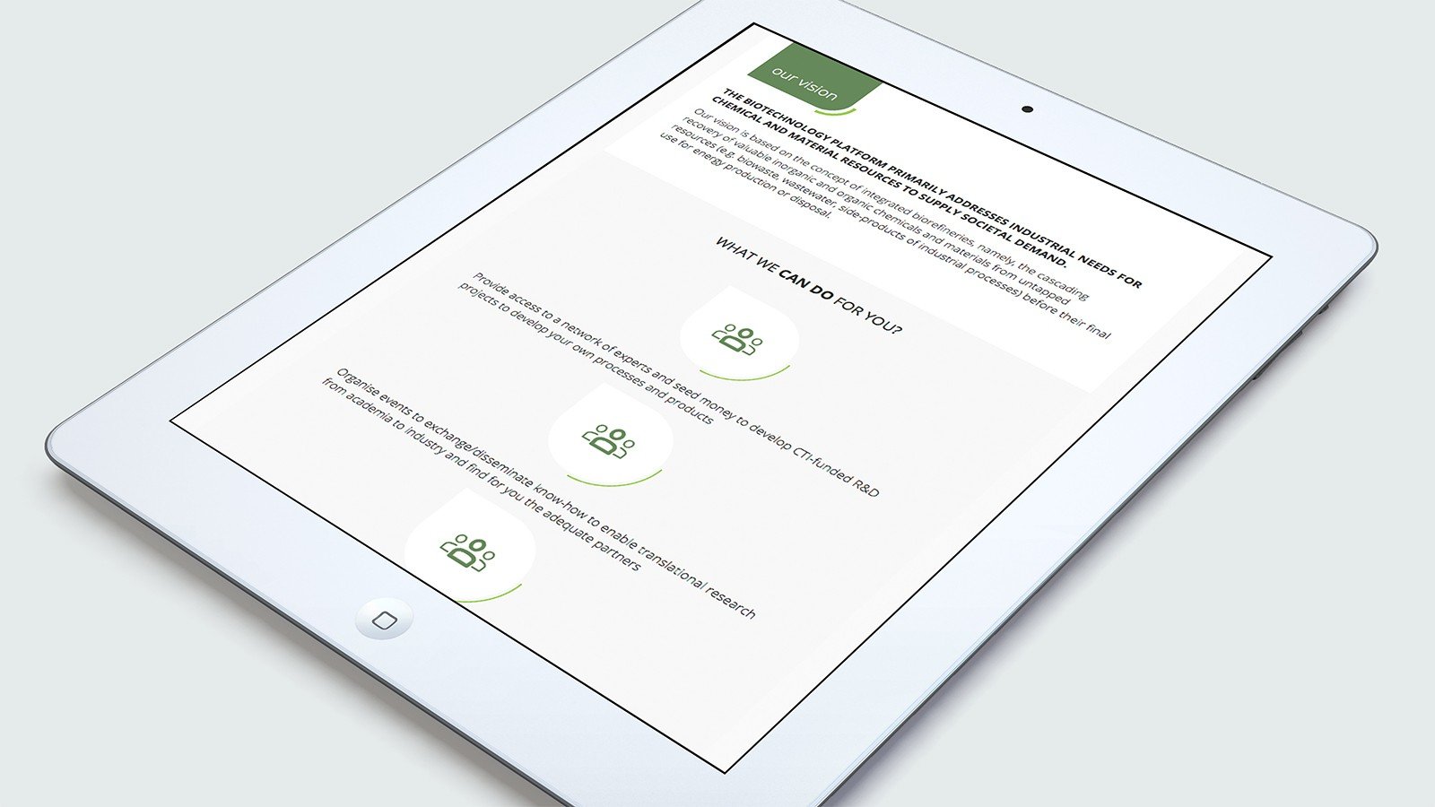 Screenshot of the Biomass homepage on a tablet