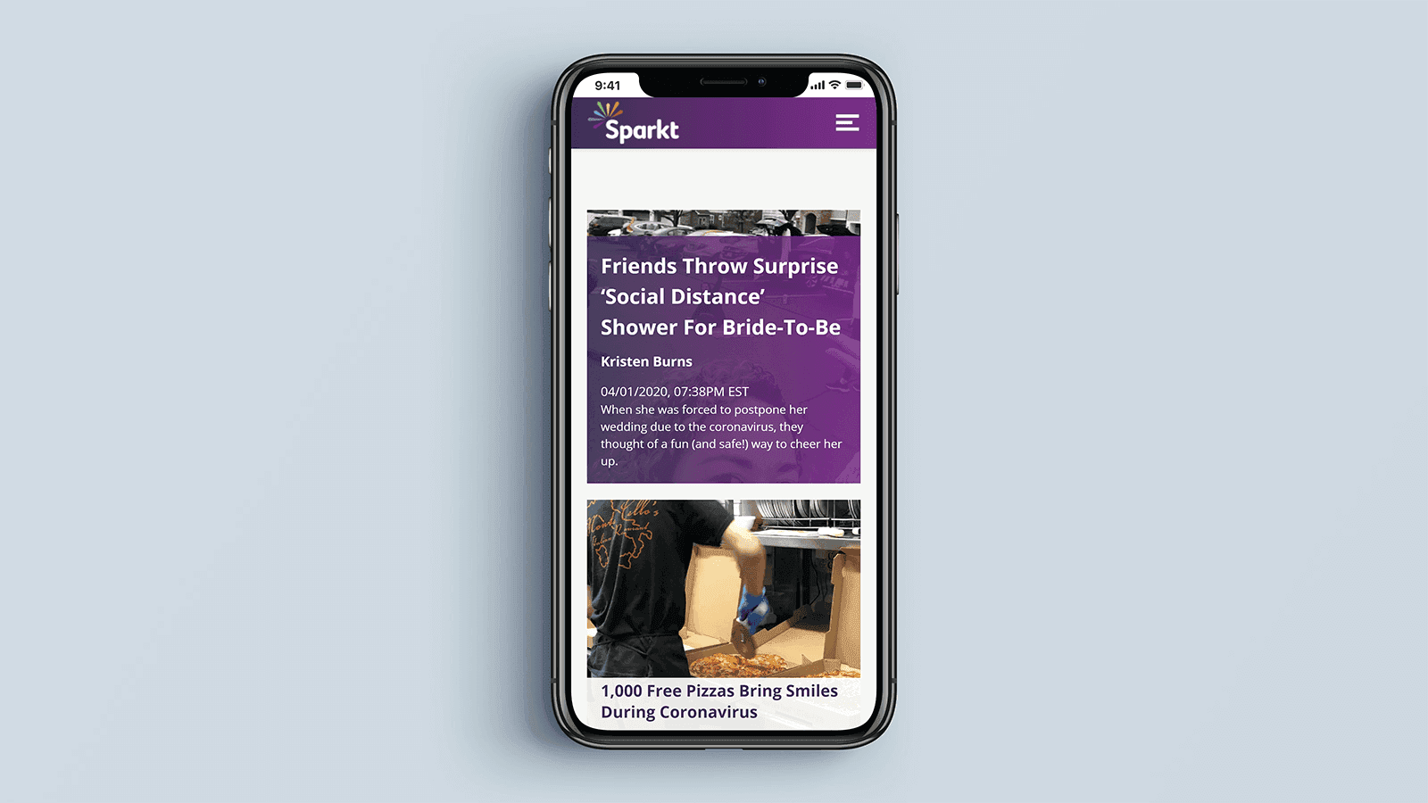 Screenshot of the Sparkt homepage on a mobile phone