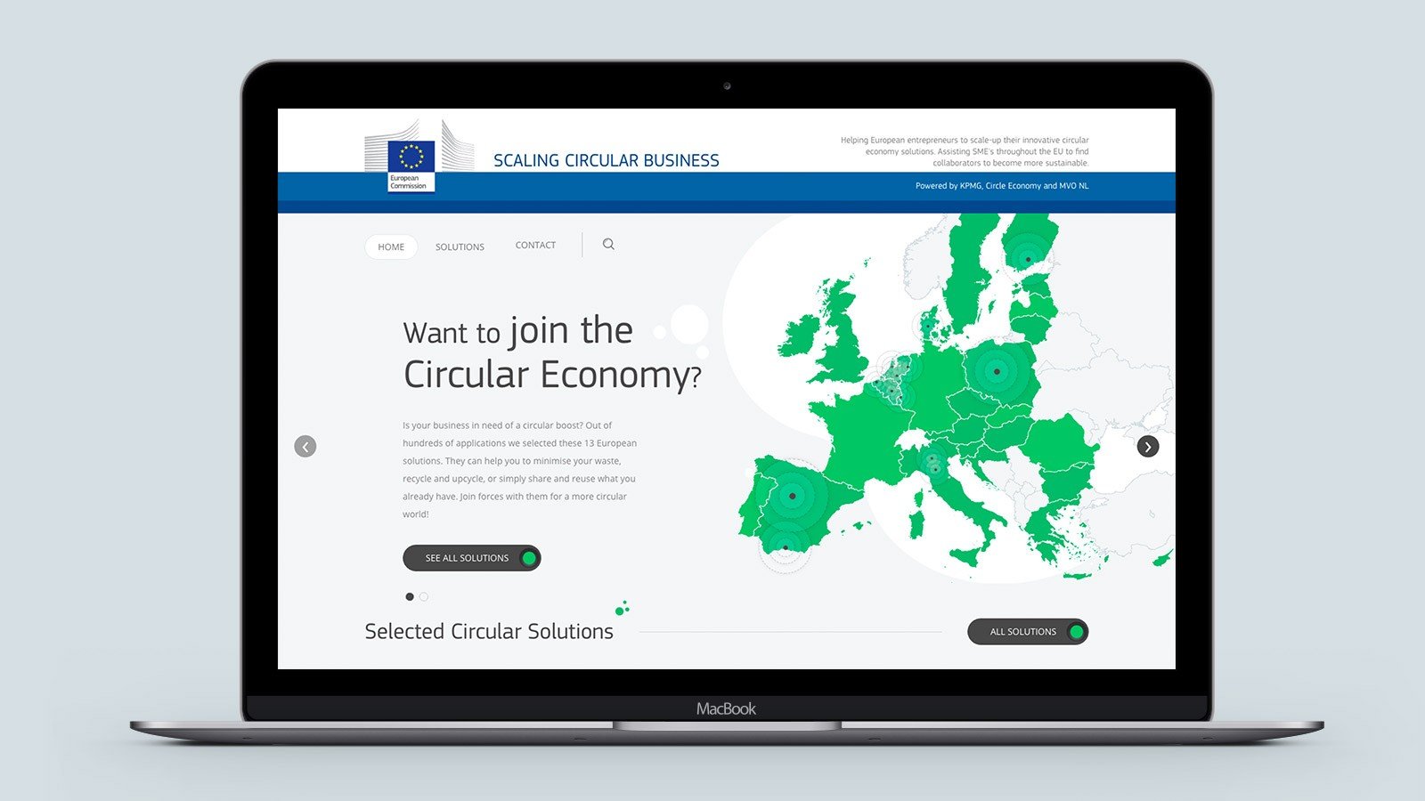 Screenshot of the Scaling Circular Business homepage on a mobile phone
