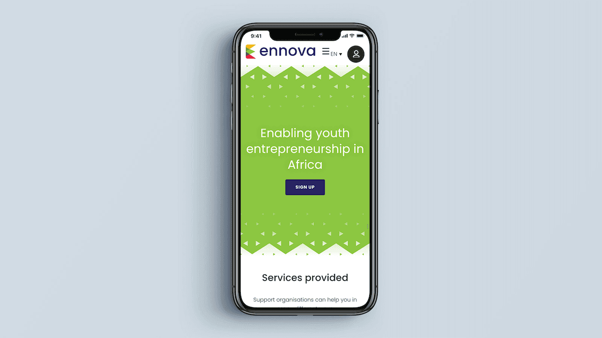 Screenshot of the Ennova Africa for African Development Bank homepage on a mobile phone