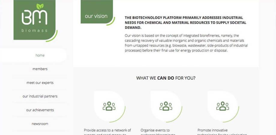 Screenshot of the Biomass homepage