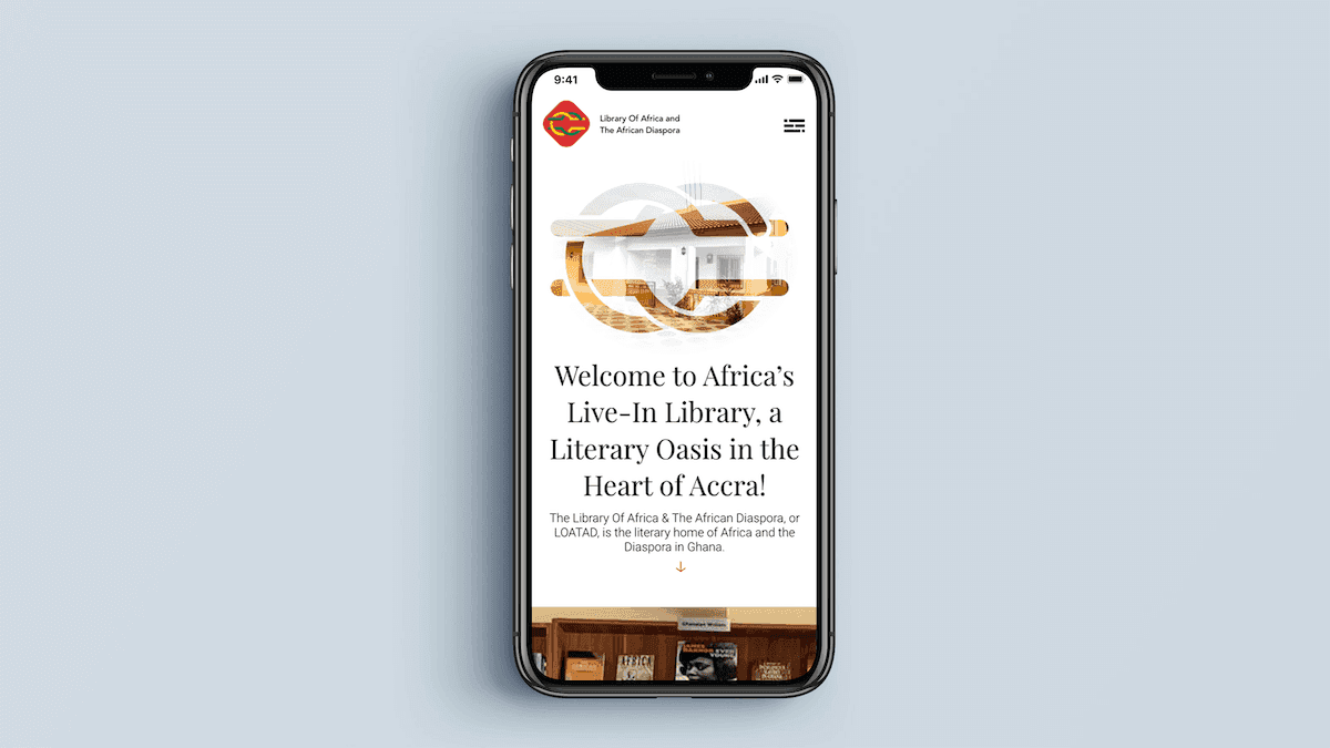 Screenshot of the LOATAD homepage on a mobile phone