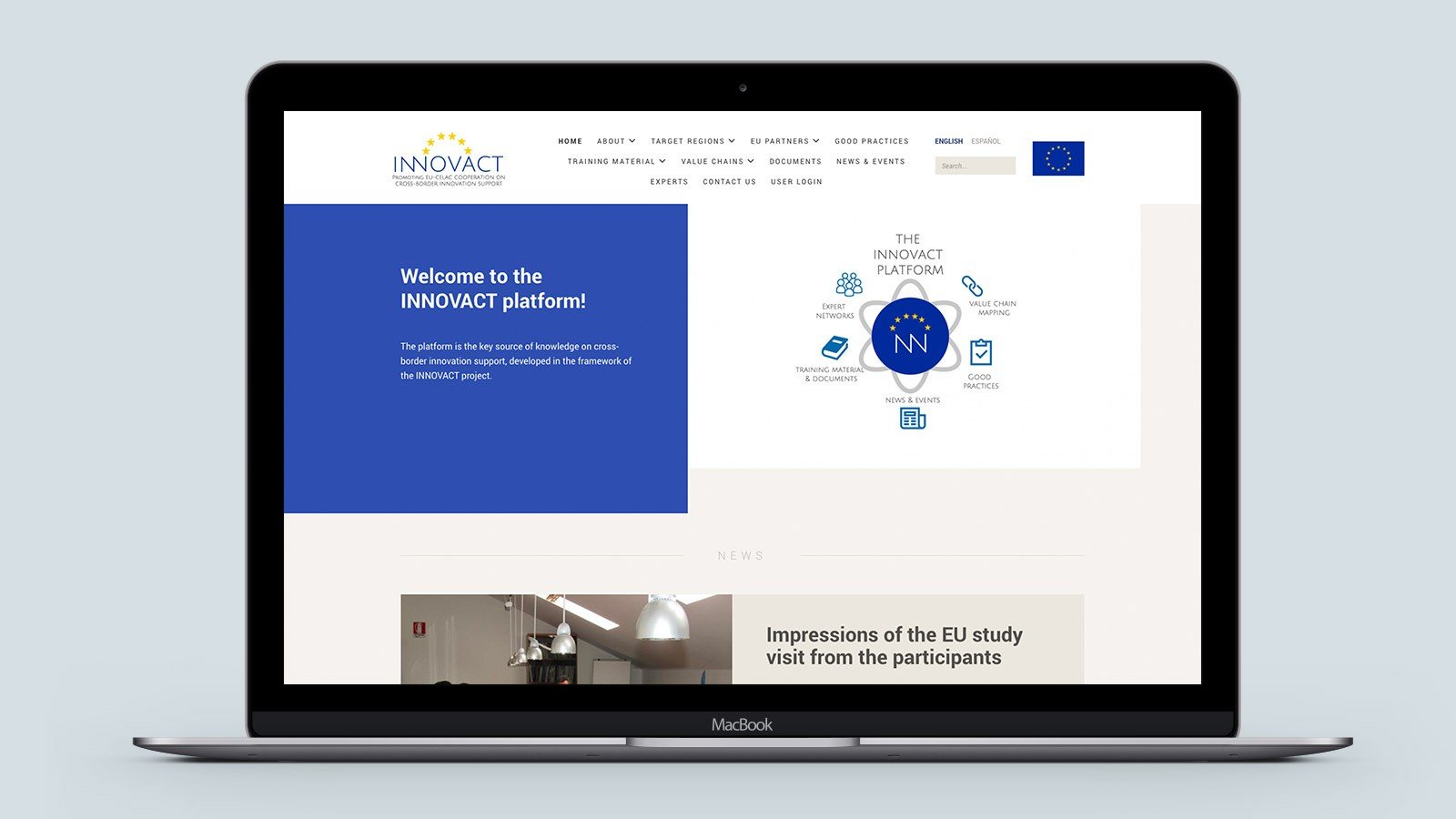 Screenshot of the Innovact homepage on a mobile phone