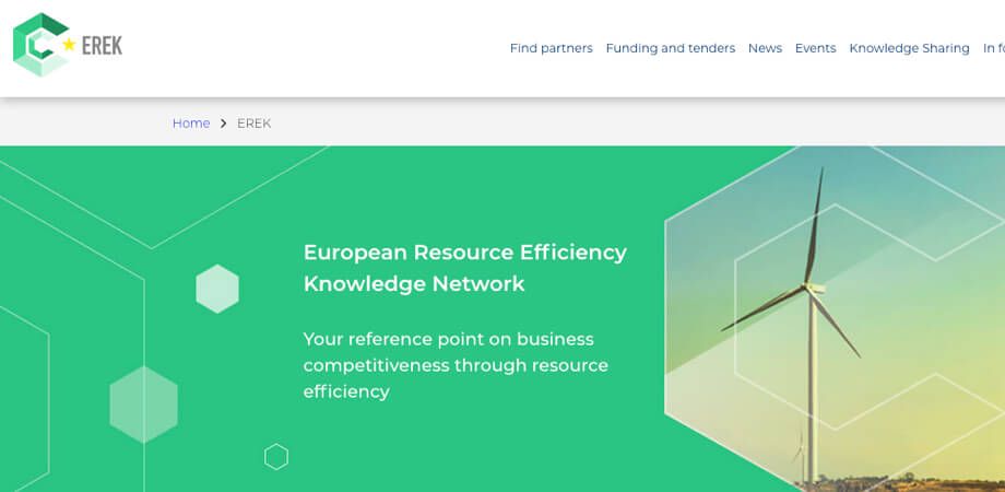 Screenshot of the EREK homepage