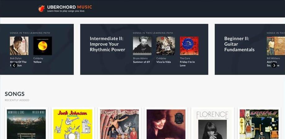 Screenshot of the Uberchord homepage