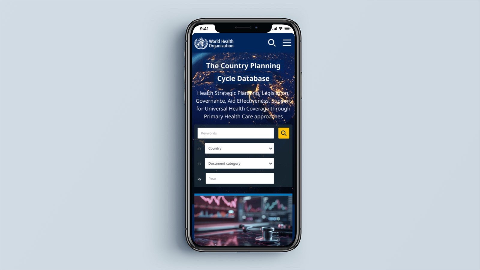 Screenshot of the CPCD homepage on a mobile phone