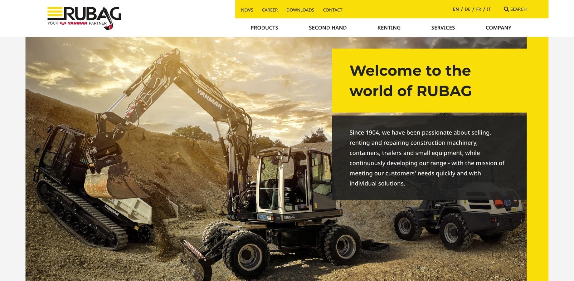 Screenshot of the RUBAG homepage