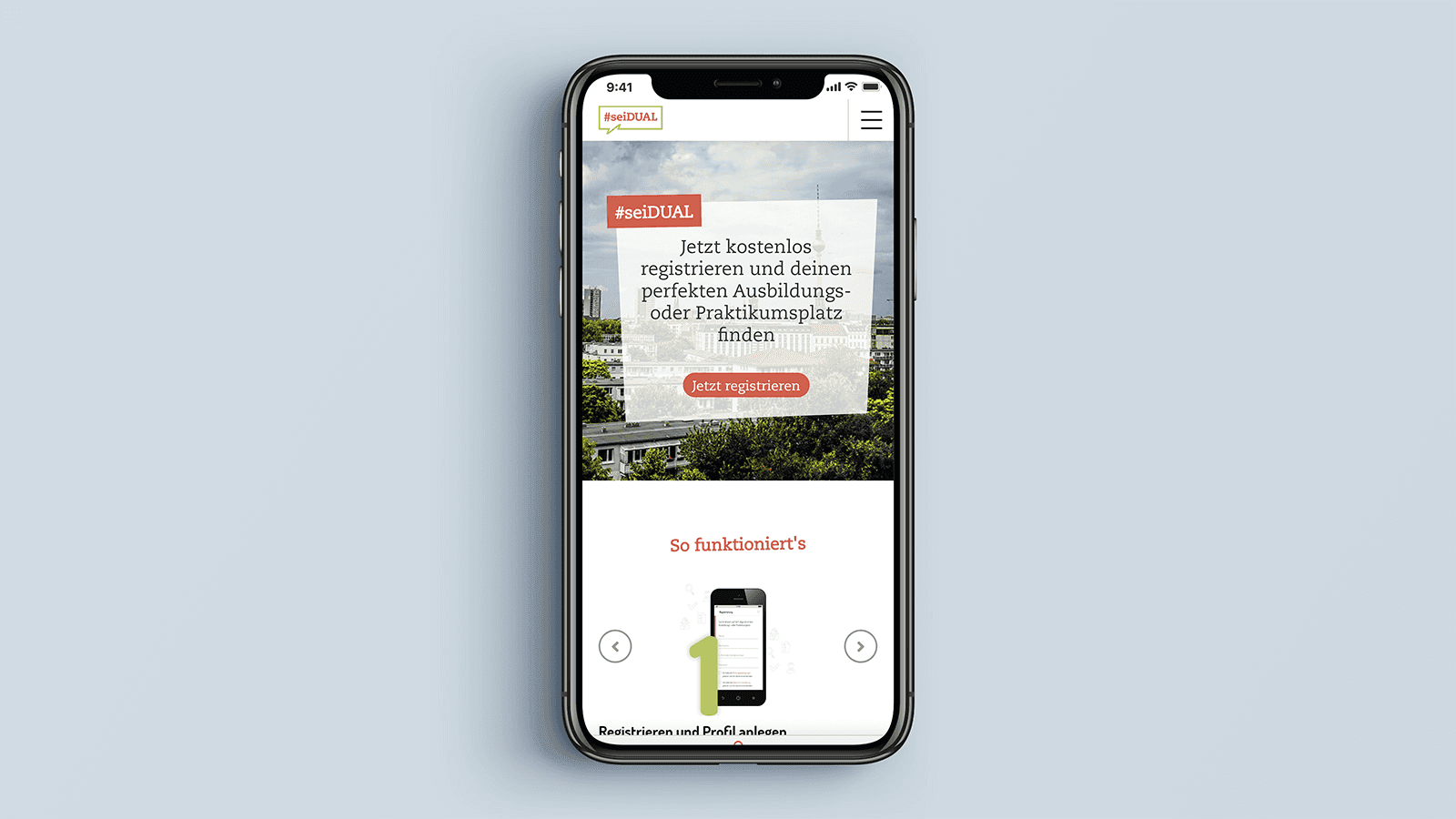 Screenshot of the SeiDual homepage on a mobile phone