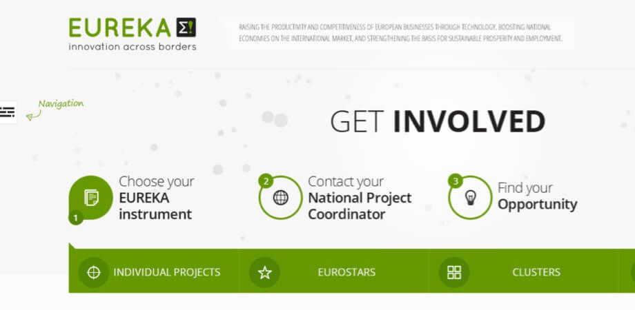 Screenshot of the EUREKA Network homepage