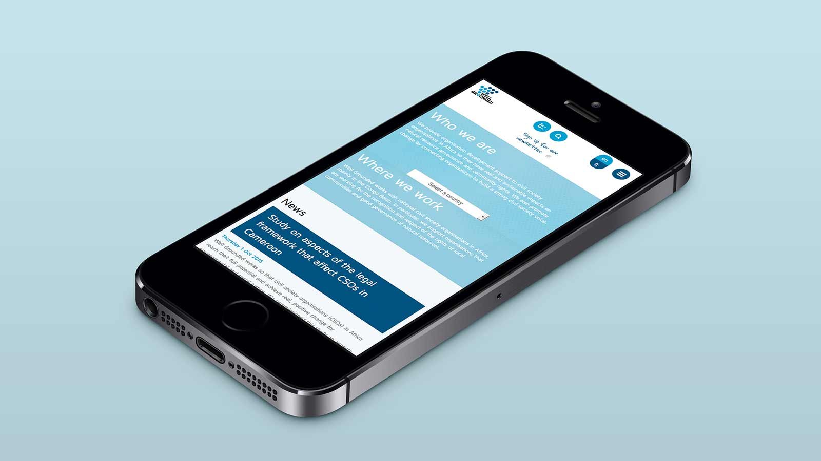 Screenshot of the Well Grounded homepage on a mobile phone