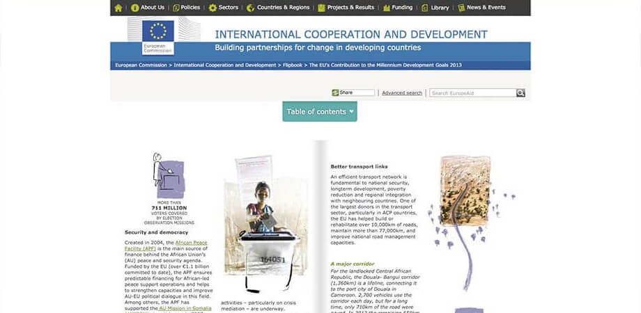 Screenshot of the Millennium Development Goals - Flipbook homepage