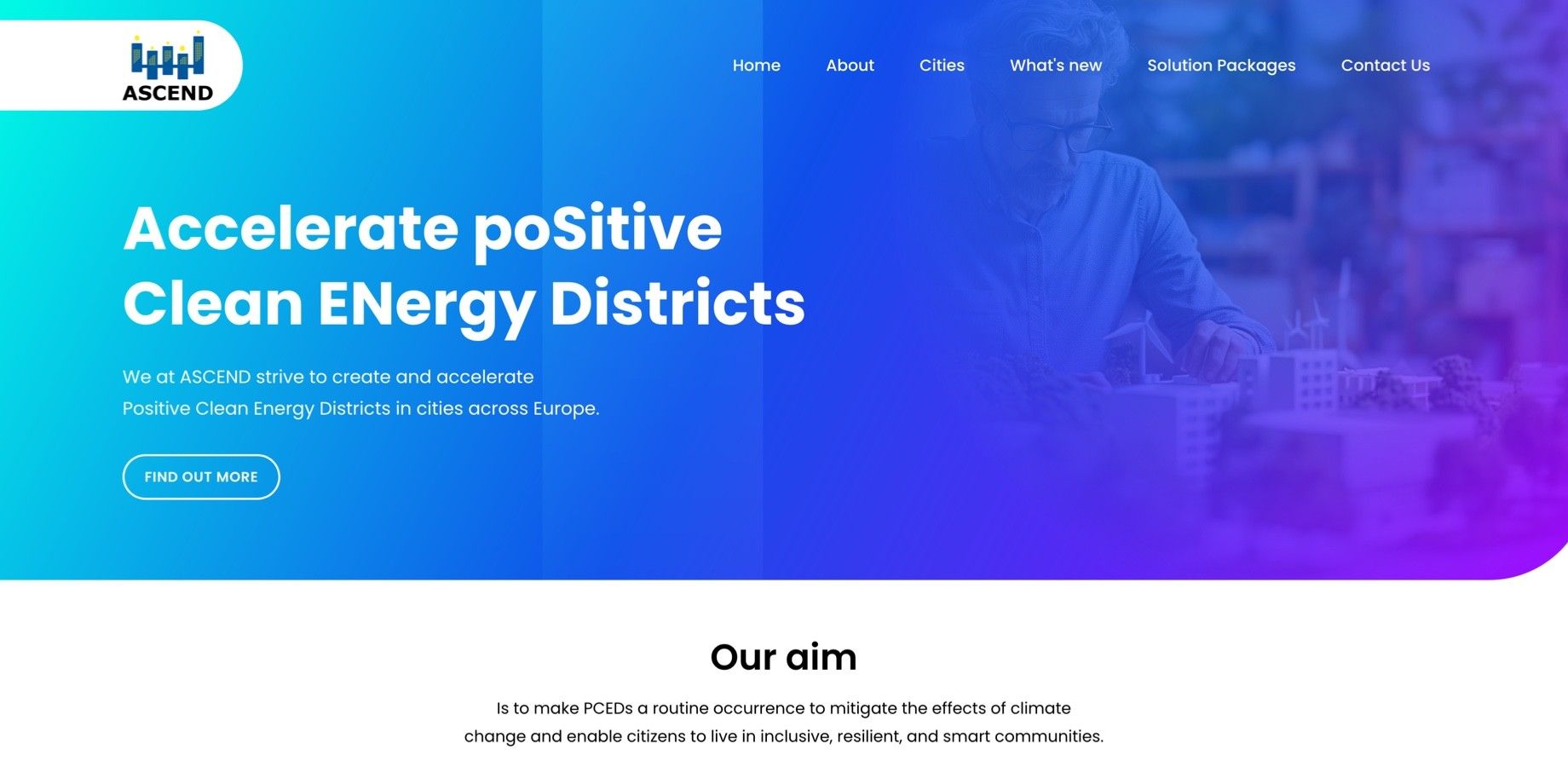 Screenshot of the ASCEND homepage