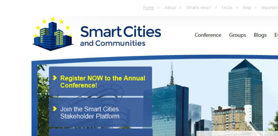 Screenshot of the EU Smart-Cities homepage