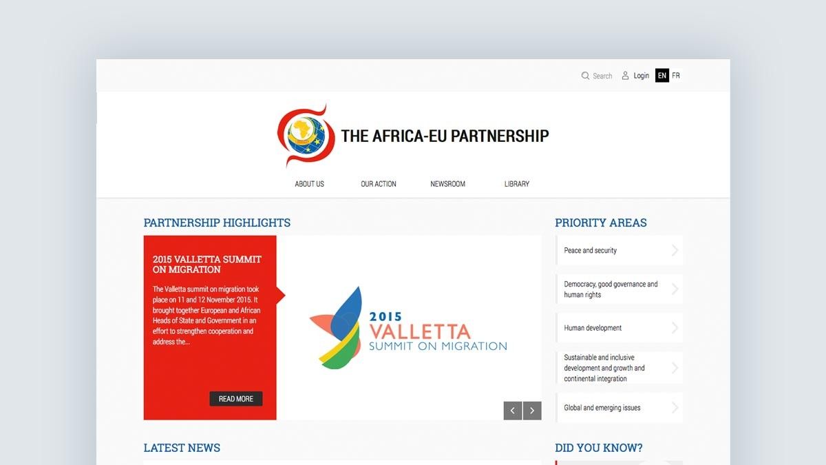 Screenshot of the The Africa-EU Partnership homepage