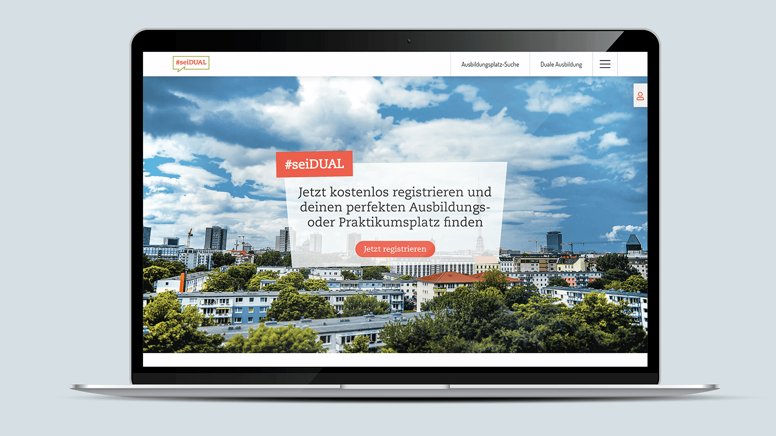 Screenshot of the SeiDual homepage on a laptop