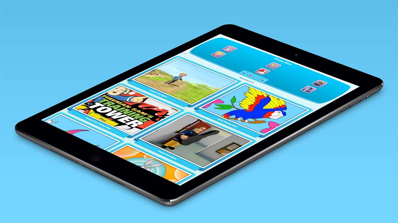 Screenshot of the Cartoonito homepage on a tablet