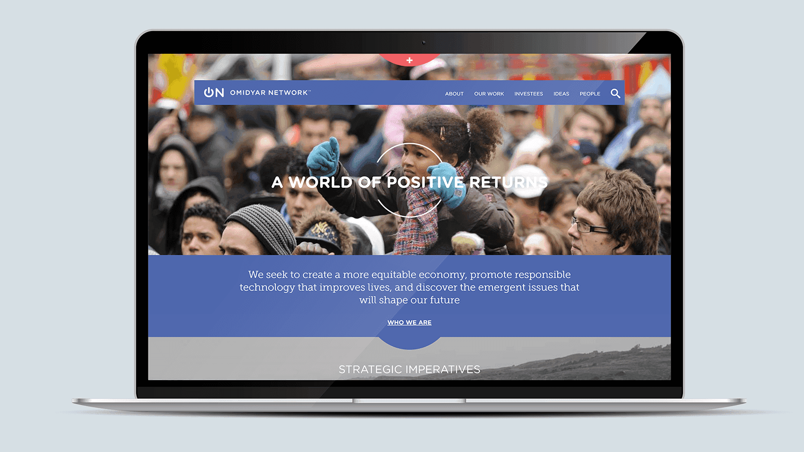 Screenshot of the Omidyar homepage on a laptop