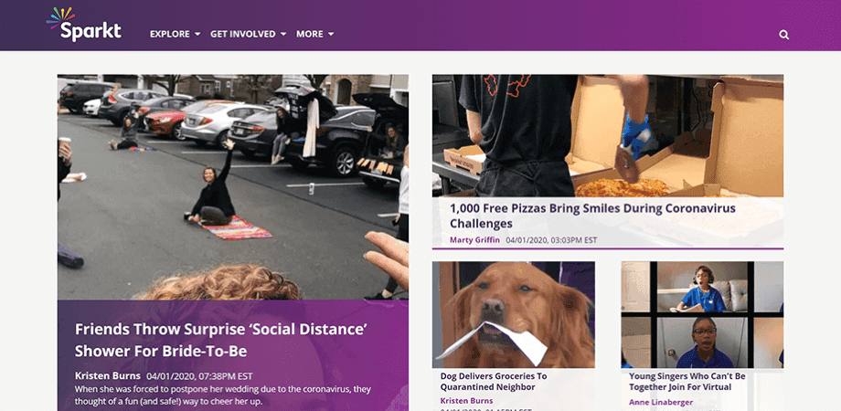 Screenshot of the Sparkt homepage