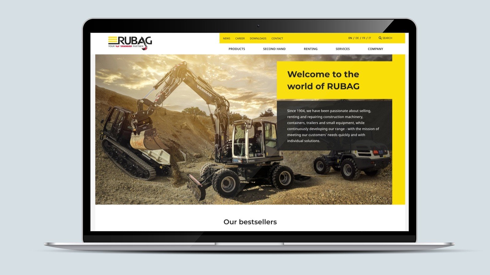 Screenshot of the RUBAG homepage on a laptop