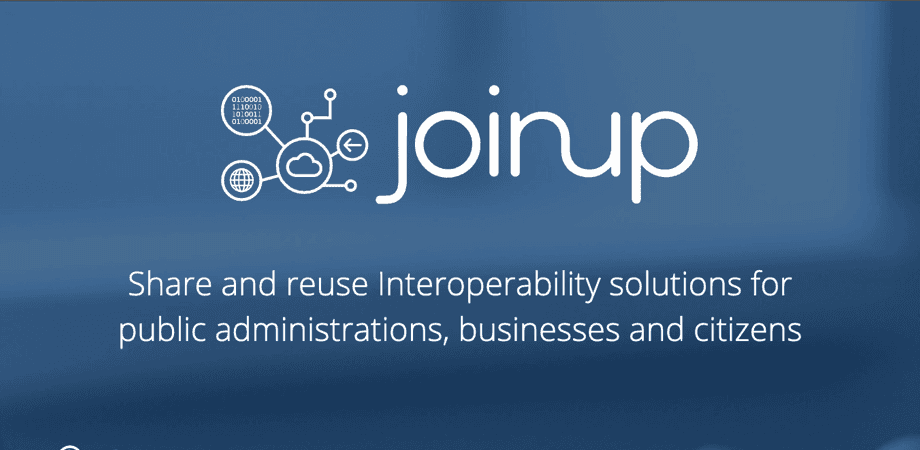 Screenshot of the Joinup homepage